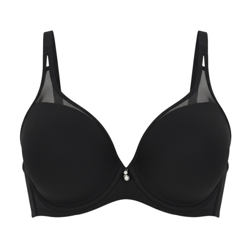 NEW Black 34D Mesh‎ Trim Underwire Bra Pearl Charm Adjustable Straps